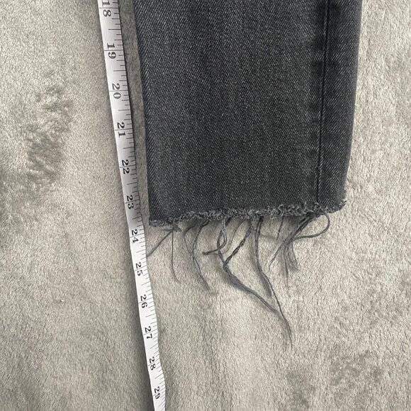 ZARA High Rise Straight Leg Jeans Women’s 0 Black Denim Raw Hem Y2K Dark Grunge - Picture 5 of 7